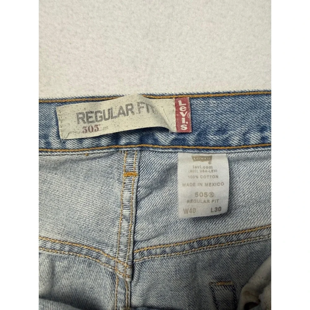 Levis 505 Regular Fit Jeans Mens 40x30 Light Wash Blue Straight‎ Leg Denim